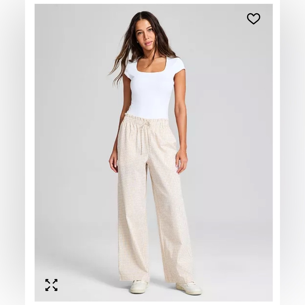 And Now This Gingham Print Straight Leg Cotton Pants